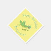 Serviette En Papier Caricature d'une pâtisserie joyeux verte (Coin)