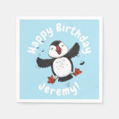 Serviette En Papier Caricature en bleu bouffin joyeux (Devant)