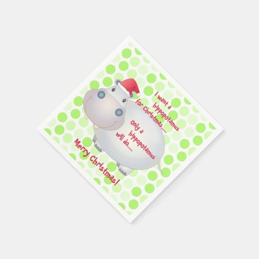 Serviette En Papier Caricature Hippopotamus Noël Noël Noël Noël Noël N (Coin)