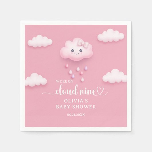 Serviette En Papier Caricature mignon nuage souriant neuf baby shower (Devant)