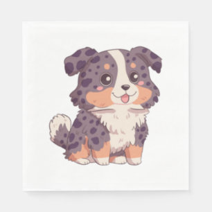Serviette En Papier Caricature mignonne chien berger australien kawaii