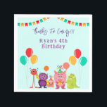 Serviette En Papier Caricature monstre mignon de lille fête d'annivers<br><div class="desc">Nos produits anniversaires de enfants personnalisés sur le thème du monstre sont l'ajout parfait à toute célébration d'anniversaire de monstre! Ces dessins mignons et caricaturaux apporteront une atmosphère ludique et ludique à toute fête. Des invitations personnalisées aux faveurs de la fête, nous avons tout ce dont vous avez besoin pour...</div>