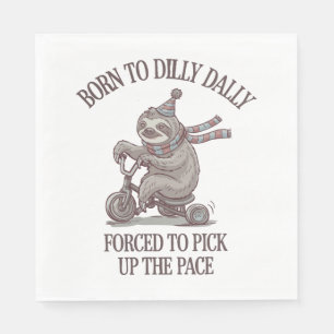 Serviette En Papier Caricature moto Lazy Sloth Retro