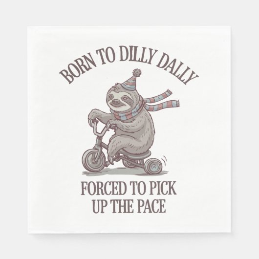 Serviette En Papier Caricature moto Lazy Sloth Retro (Devant)