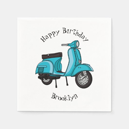 Serviette En Papier Caricature moto mopée mûre illustration (Devant)