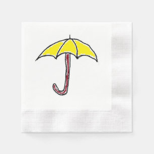Serviette En Papier Caricature parapluie Jaune ou Jour ensoleillé