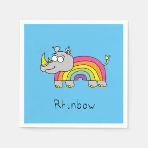 Serviette En Papier Caricature pour enfants sur le Rhino Rainbow Rhino