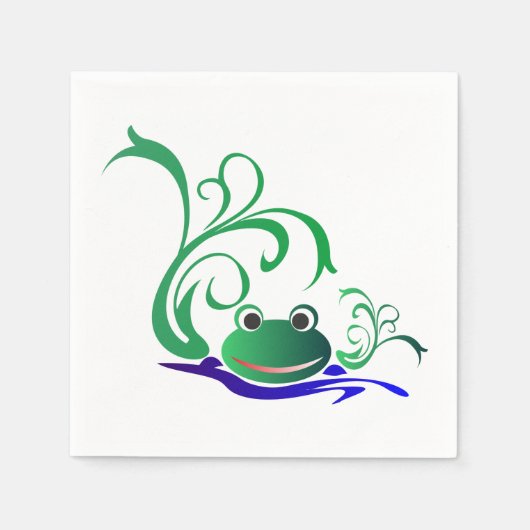 Serviette En Papier Caricature verte Grenouille souriante Face au-dess (Devant)