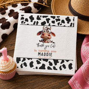 Serviette En Papier Caricatures de vache sacrée J'ai 1 an