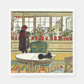 Serviette En Papier Carl Larsson - Fleurs sur un rebord de fenêtre (Devant)
