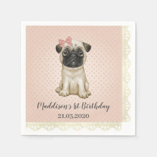 Serviette En Papier Carlin bébé mignon Anniversaire serviettes