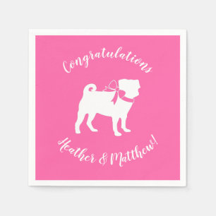 Serviette En Papier Carlin chien Baby shower fille rose avec la mâchoi