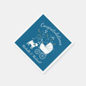 Serviette En Papier Carlin Chien Baby shower Garçon Bleu avec Bow (Coin)