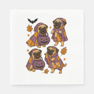 Serviette En Papier Carlin Chien Fantôme Halloween Éffrayant