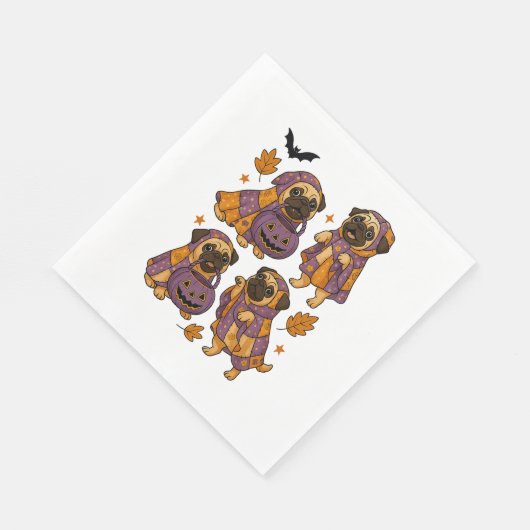 Serviette En Papier Carlin Chien Fantôme Halloween Éffrayant (Coin)