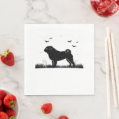 Serviette En Papier Carlin Chien - Halloween Lune Silhouette Classique (En situation)