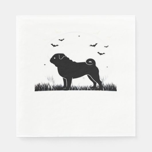 Serviette En Papier Carlin Chien - Halloween Lune Silhouette Classique (Devant)