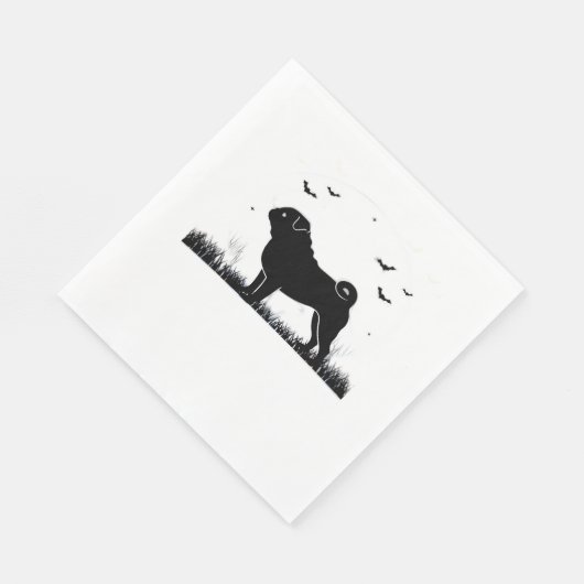 Serviette En Papier Carlin Chien - Halloween Lune Silhouette Classique (Coin)
