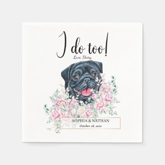 Serviette En Papier Carlin Chien Mariage Cocktail Napkins (Devant)