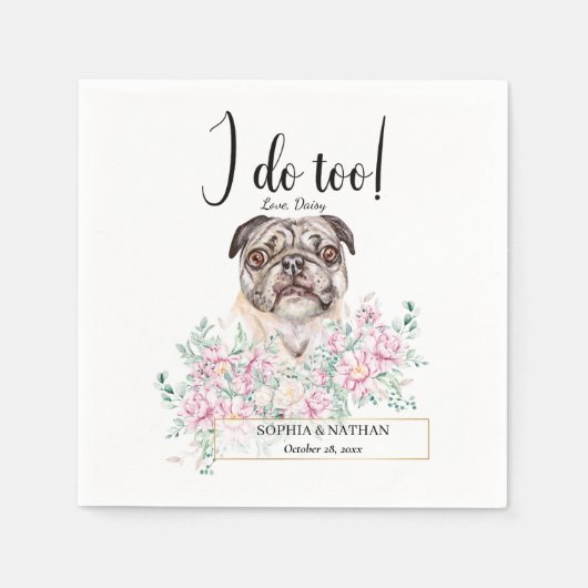 Serviette En Papier Carlin Chien Mariage Cocktail Napkins (Devant)
