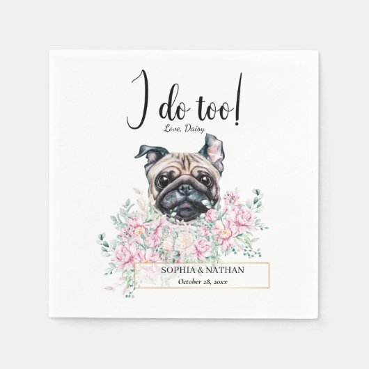 Serviette En Papier Carlin Chien Mariage Cocktail Napkins (Devant)