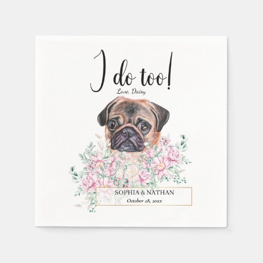 Serviette En Papier Carlin Chien Mariage Cocktail Napkins (Devant)