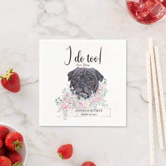 Serviette En Papier Carlin Chien Mariage Cocktail Napkins (En situation)