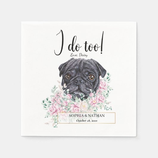 Serviette En Papier Carlin Chien Mariage Cocktail Napkins (Devant)