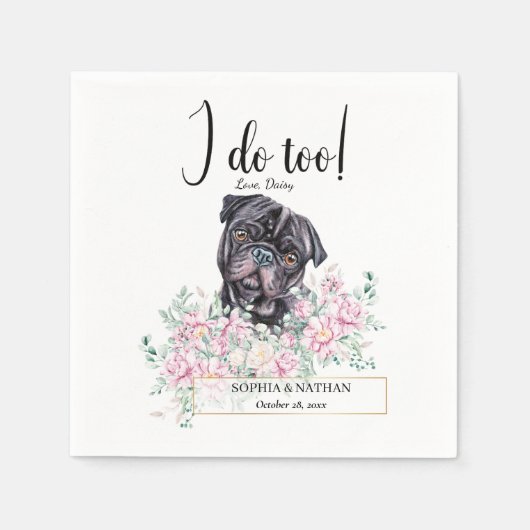 Serviette En Papier Carlin Chien Mariage Cocktail Napkins (Devant)