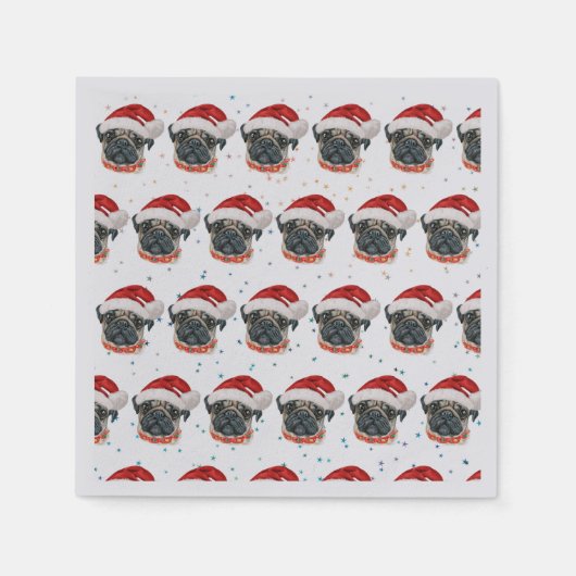 Serviette En Papier Carlin Chien race Étoiles de Noël (Devant)