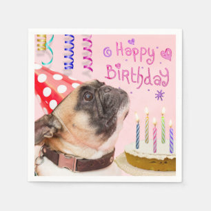 Serviette En Papier Carlin de fête et gâteau d'anniversaire