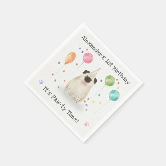 Serviette En Papier Carlin Lets Chien Anniversaire Fête (Coin)