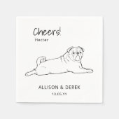 Serviette En Papier Carlin noir et blanc salue Mariage chien (Devant)