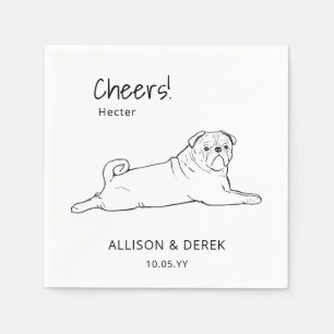 Serviette En Papier Carlin noir et blanc salue Mariage chien