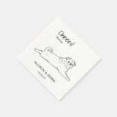 Serviette En Papier Carlin noir et blanc salue Mariage chien (Coin)