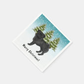 Serviette En Papier Carlin noir mignon caricature Chien Snowy Winter F (Coin)