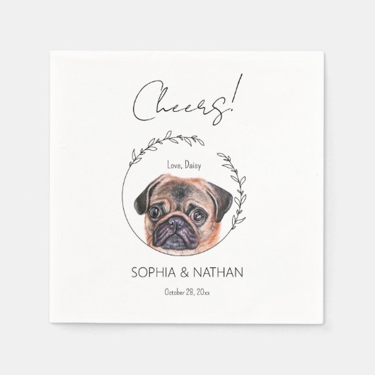 Serviette En Papier Carlin simple Chien Mariage Cocktail Napkins (Devant)