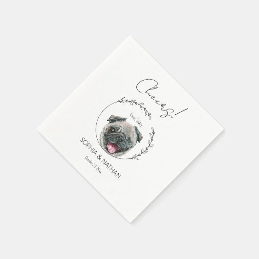 Serviette En Papier Carlin simple Chien Mariage Cocktail Napkins (Coin)
