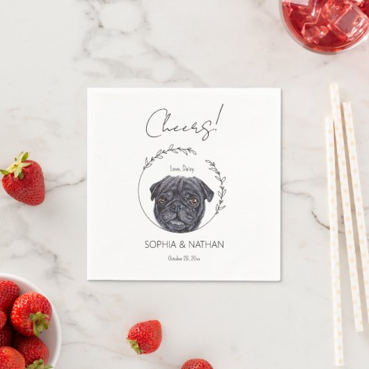 Serviette En Papier Carlin simple Chien Mariage Cocktail Napkins (En situation)