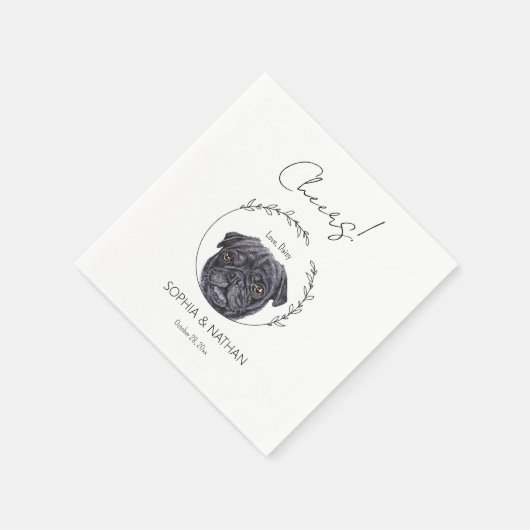 Serviette En Papier Carlin simple Chien Mariage Cocktail Napkins (Coin)