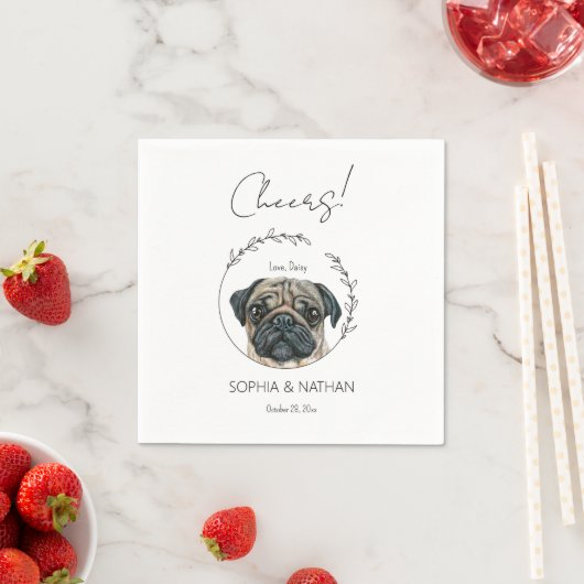Serviette En Papier Carlin simple Chien Mariage Cocktail Napkins (En situation)