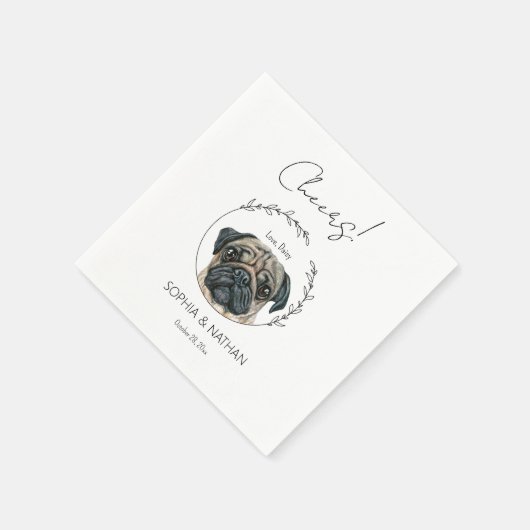 Serviette En Papier Carlin simple Chien Mariage Cocktail Napkins (Coin)