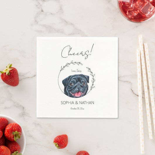 Serviette En Papier Carlin simple Chien Mariage Cocktail Napkins (En situation)