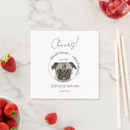 Serviette En Papier Carlin simple Chien Mariage Cocktail Napkins (En situation)