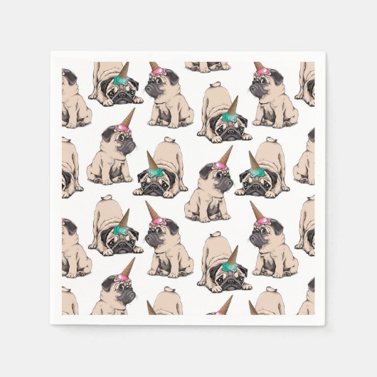 Serviette En Papier Carlins à chiots | Aspirant Motif de licorne (Devant)