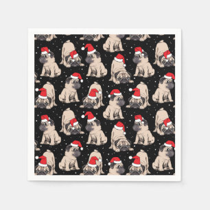 Serviette En Papier Carlins en Santa Hats Motif de Noël