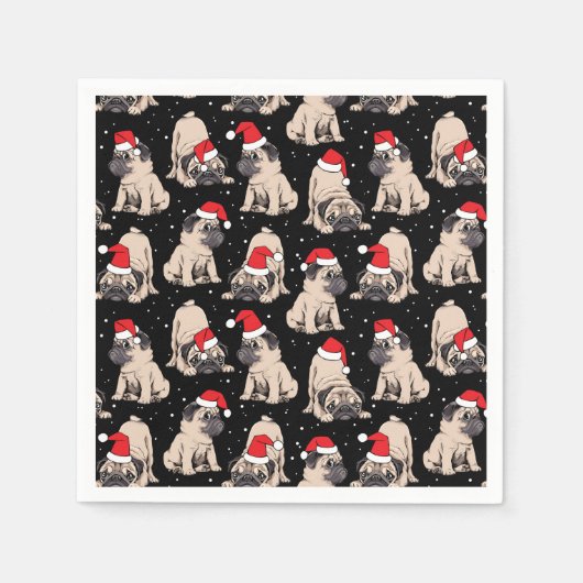 Serviette En Papier Carlins en Santa Hats Motif de Noël (Devant)
