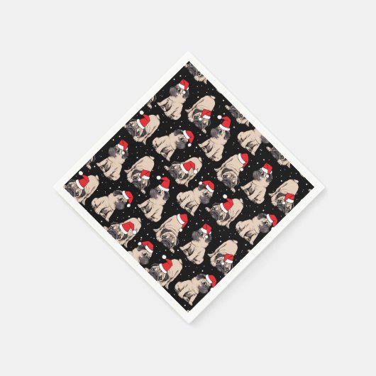 Serviette En Papier Carlins en Santa Hats Motif de Noël (Coin)