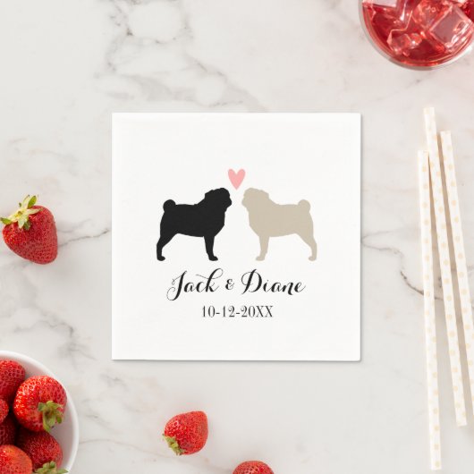 Serviette En Papier Carlins Mariage Couple avec papier texte personnal (En situation)