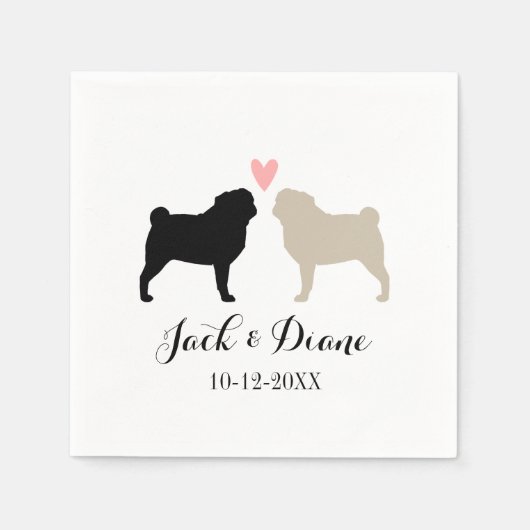 Serviette En Papier Carlins Mariage Couple avec papier texte personnal (Devant)